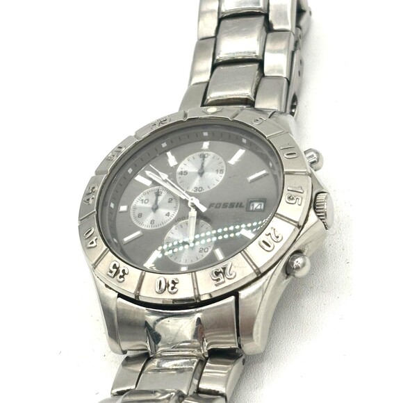 Fossil Watch Blue CH-2331 Men's 42mm Gray Dial Chronograph Diver Watch Wide Link - Picture 11 of 16